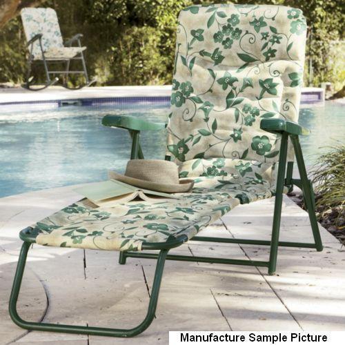 lot 70 image: Green Floral Outdoor Folding Chaise...