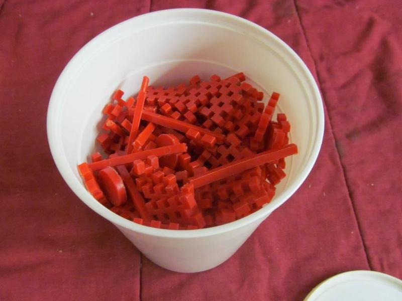 lot 129 image: Pail of Plastic connector blocks...