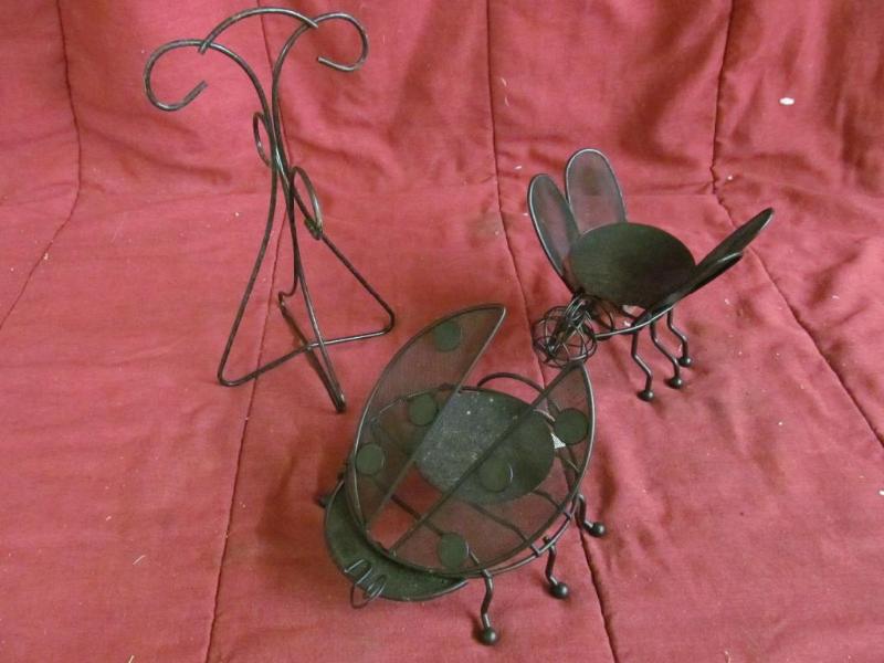 lot 160 image: Black Metal Bug Candle Holders and ...