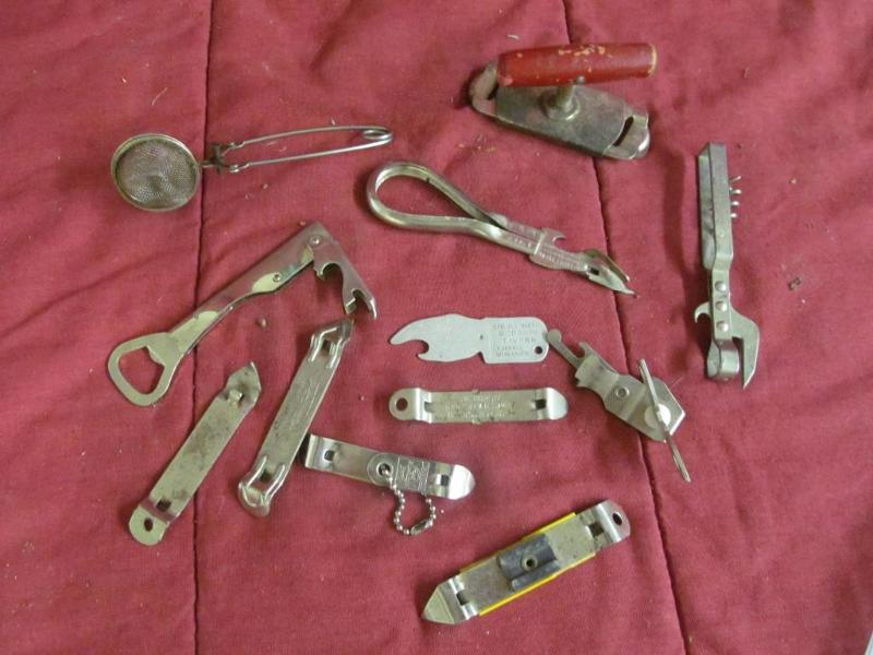lot 28 image: Vintage can Openers and tea basket...