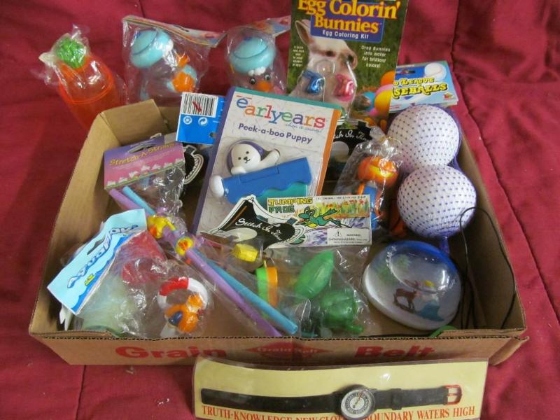 lot 74 image: Kid Plastic Baseballs, Watch, Easte...