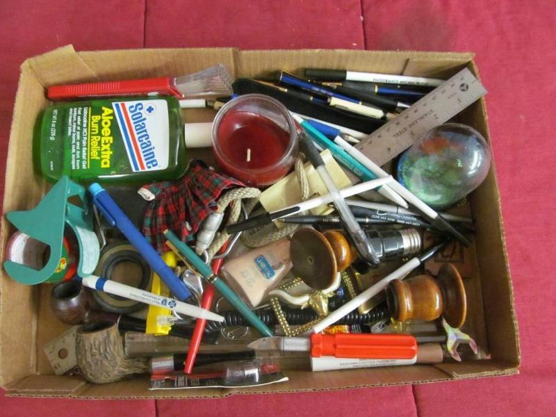 lot 83 image: Vintage Pipes. Ink pens, Snow globe...