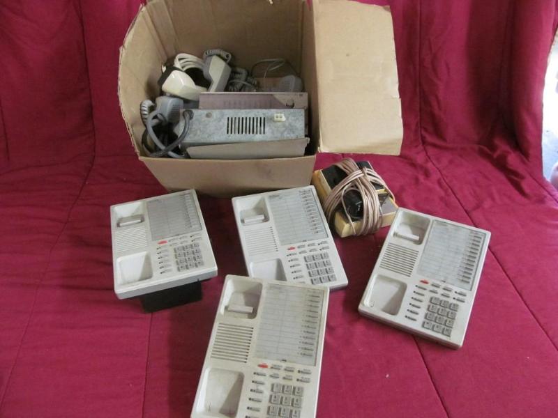 lot 92 image: Box of vintage Telephones and answe...