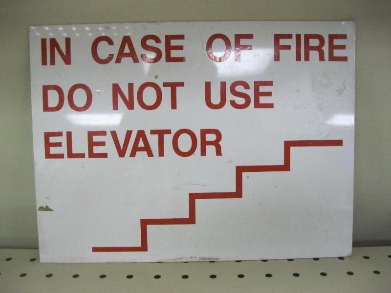 Metal Elevator Fire Sign...