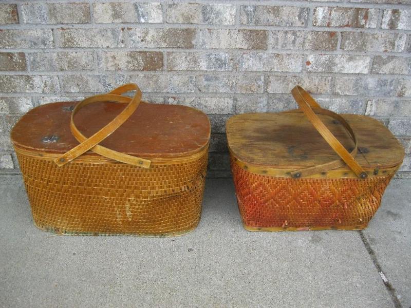 Pair Of Vintage Picnic Baskets Hawk...