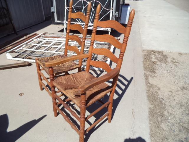 lot 9 image: Oak Ladder Back Chairs