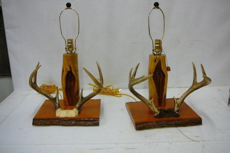 Pair of willow and deer horn end ta...
