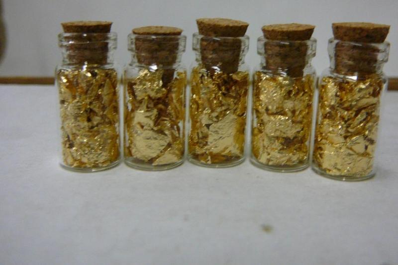 5 Vials of Gold Flakes 34 long x 3...