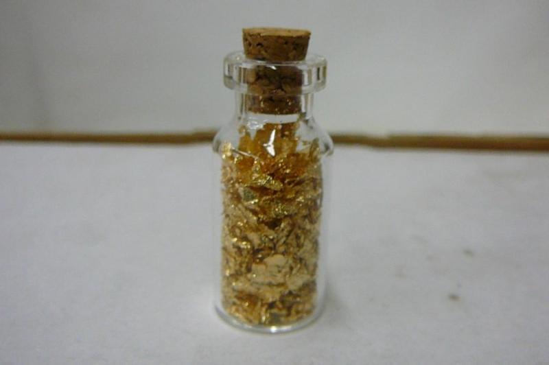 1 Vial of gold flakes 1-14 long x ...