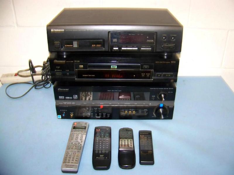 lot 59 image: Pioneer, Stereo  Home Theater Receiver, DVD Player and CD Player with Remote Controls
