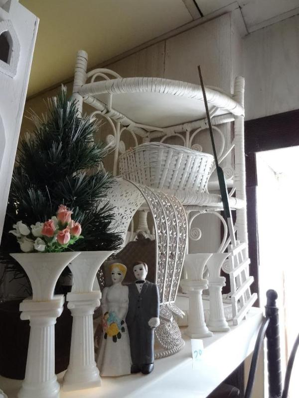 White Wicker Shelf, Bride &amp Gro...