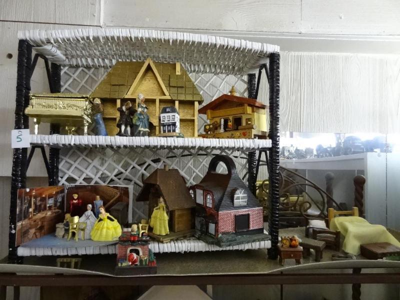 Wicker Wall Shelf with Misc. Dollho...