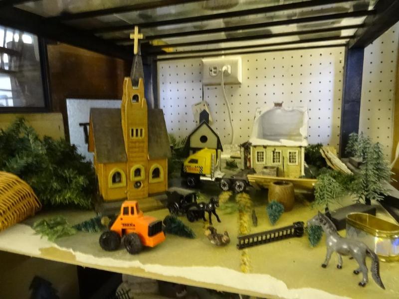 Wood Church and Barn, Metal Vintage...