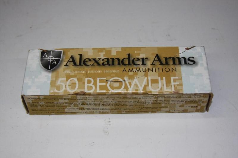 lot 36 image: .50 Beowulf 20 rifle cartridges. &n...