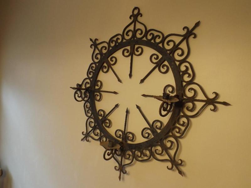 lot 11 image: 3 Candle Iron wall piece.  Ano...