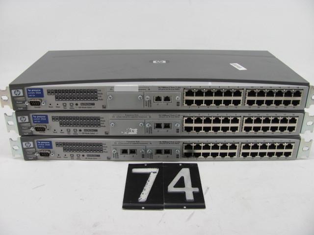 lot 74 image: Lot of 3 HP procurve 2524 network s...