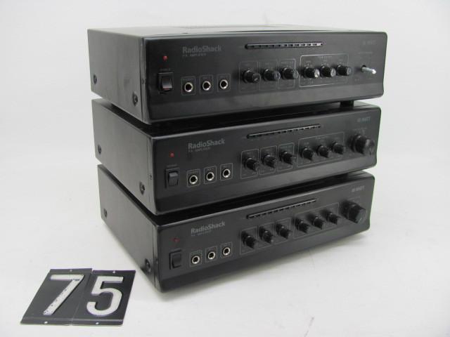 lot 75 image: Lot of 3 radioshack 40 watt PA ampl...