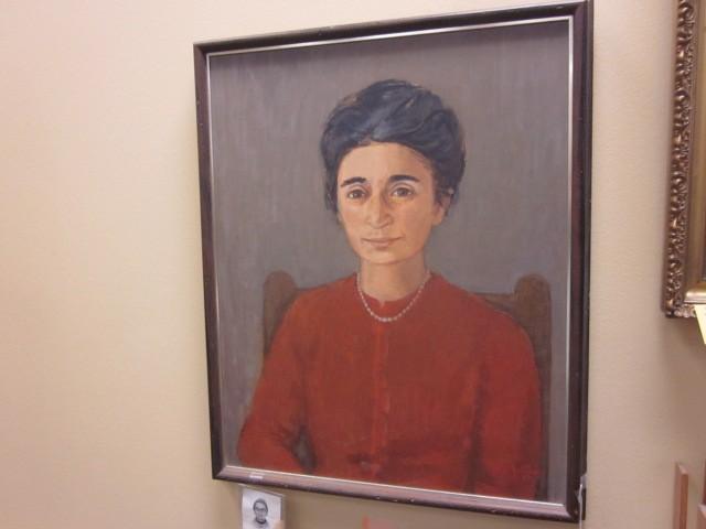 lot 101 image: Rare original oil on canvas self po...
