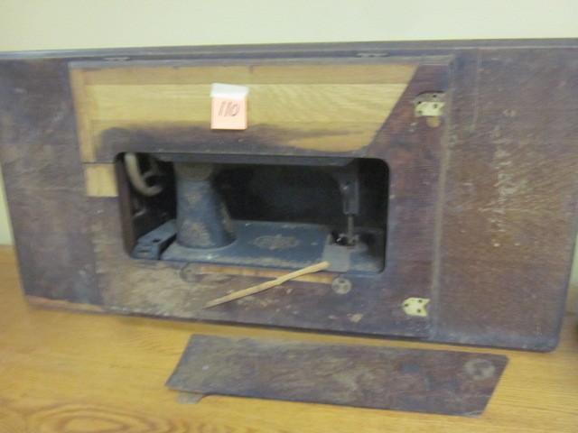 lot 110 image: Antique Singer sewing machine and t...