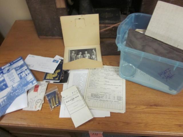 lot 113 image: Bin of WWII documents, ammunition s...