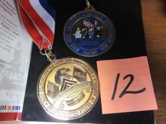 lot 12 image: (2) WWII Veteran metals....