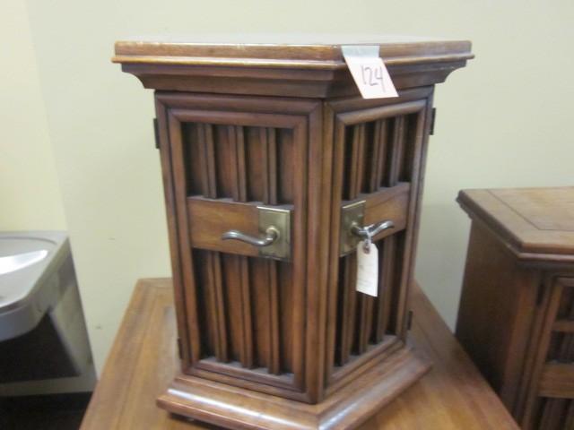 lot 124 image: Mid Century solid wood hexagon (2) ...