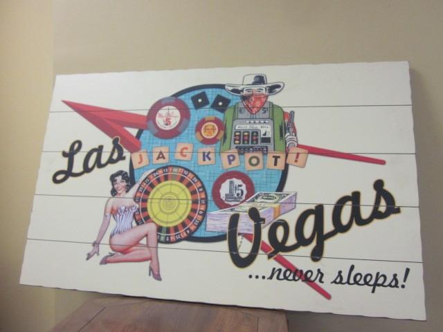 lot 129 image: Wood Las Vegas printed on wood art ...