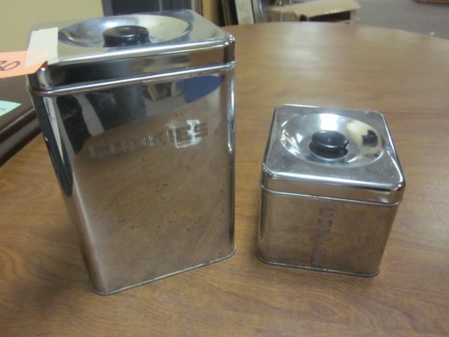 lot 130 image: Pair of metal cookie and coffee can...