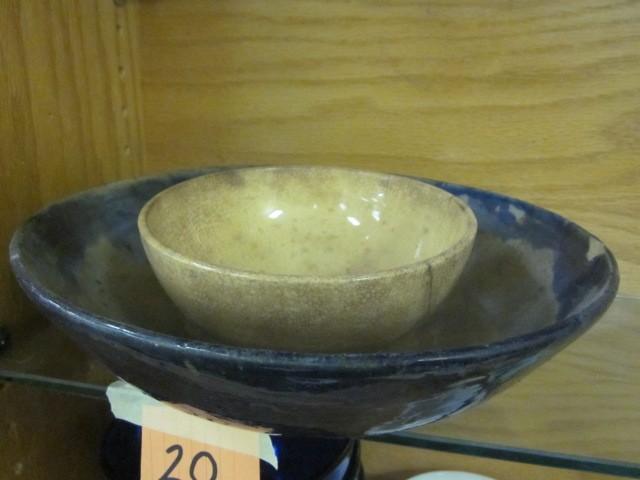 lot 20 image: Pair of stoneware bowls, both marke...