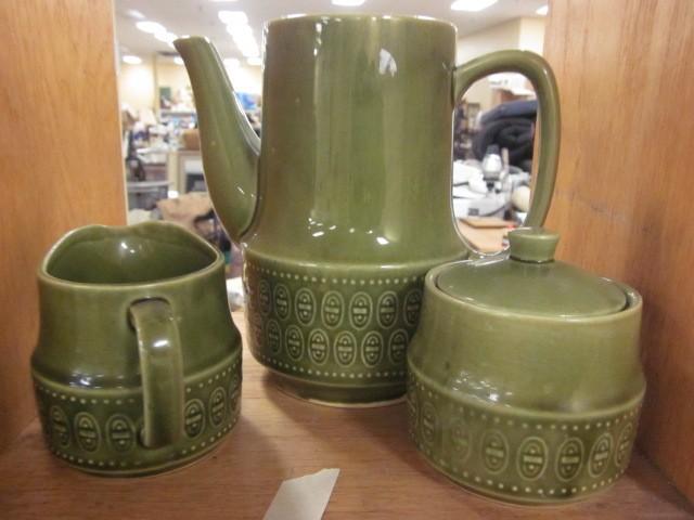 lot 23 image: Vintage green Japan pitcher with cr...