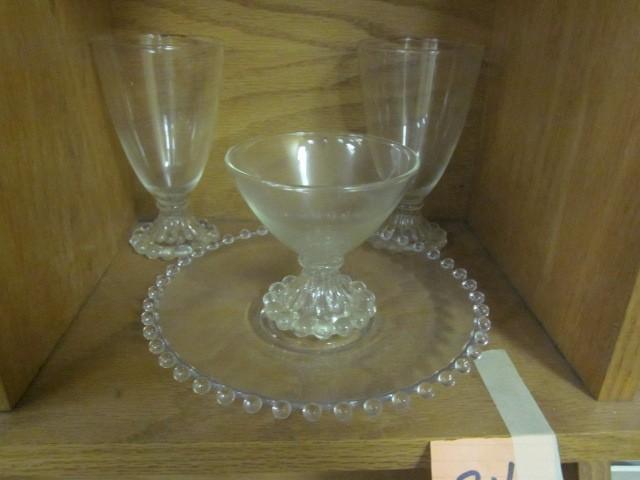 lot 24 image: Vintage glass plate and glasses. &n...
