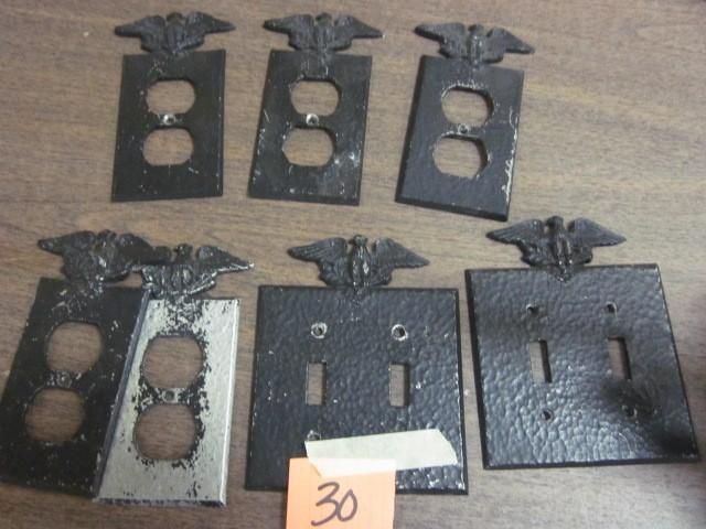 lot 30 image: Vintage hammered metal light socket...