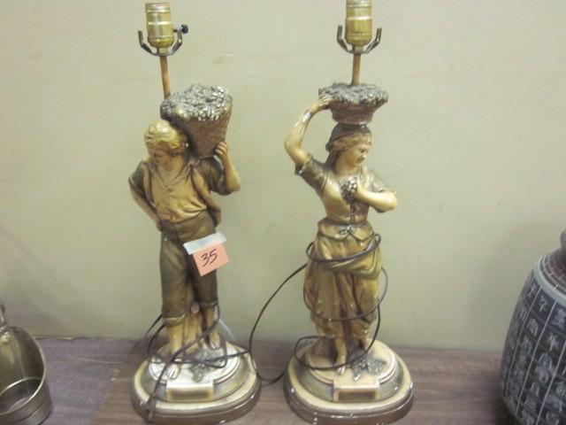 lot 35 image: Pair of antique lamps....