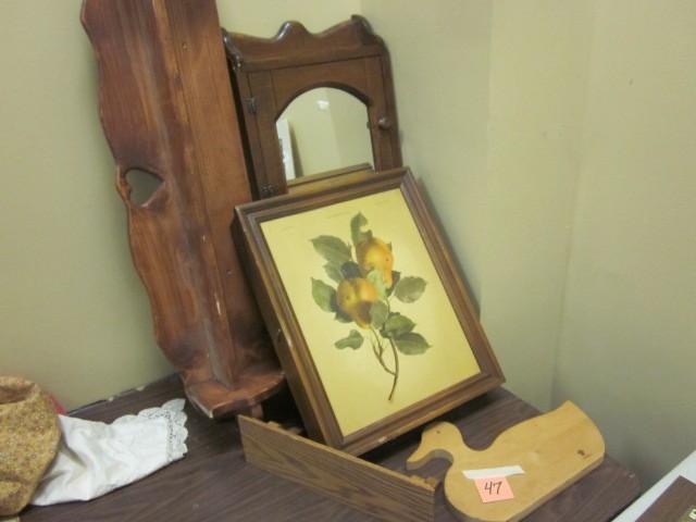 lot 47 image: Lot of wood items, including shelve...