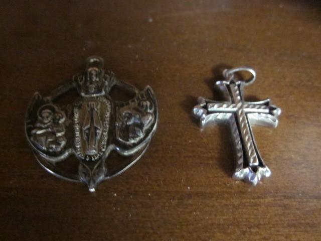 lot 6 image: (2) Sterling religious pendants. &n...