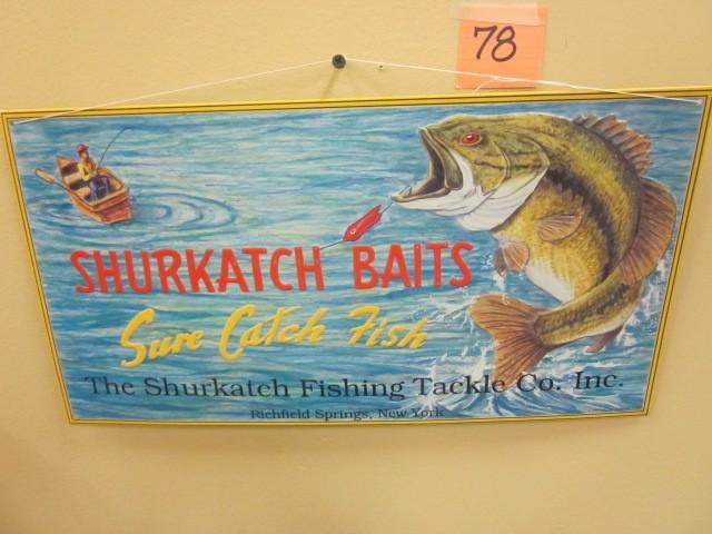 lot 78 image: Shurkatech metal fishing wall tin, ...