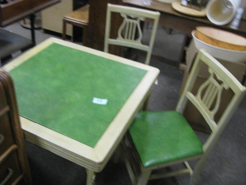 vintage wooden card table with two ...