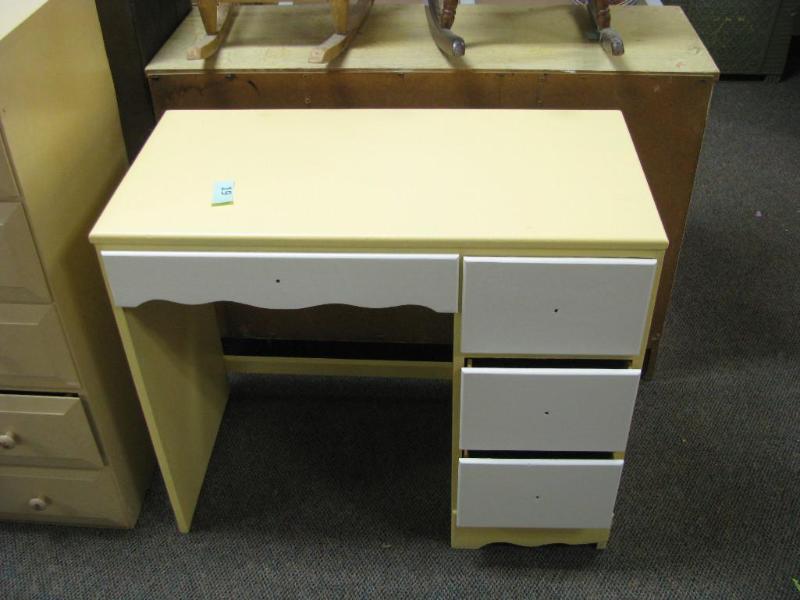 vintage desk painted yellow and ant...