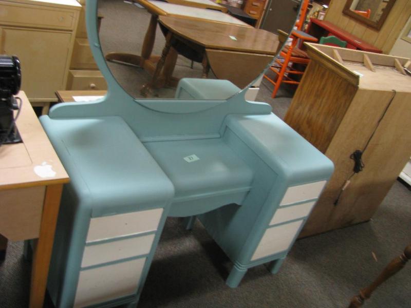 vintage waterfall vanity with round...