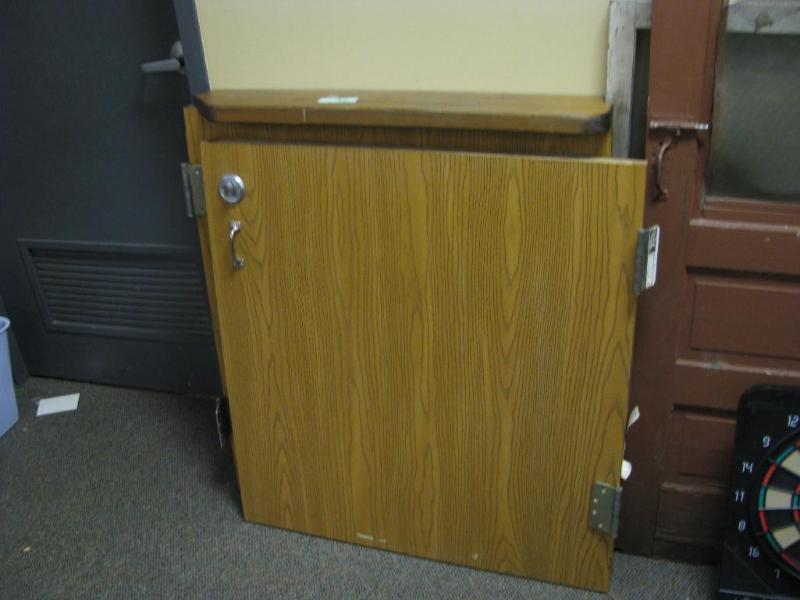 very large heavy half door with hin...