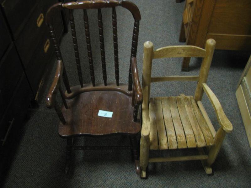 two wooden childs rockers in great...