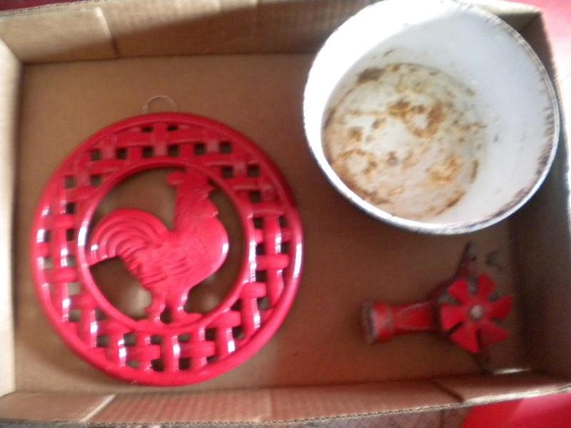Lot of red trivet, sprinkler and me...