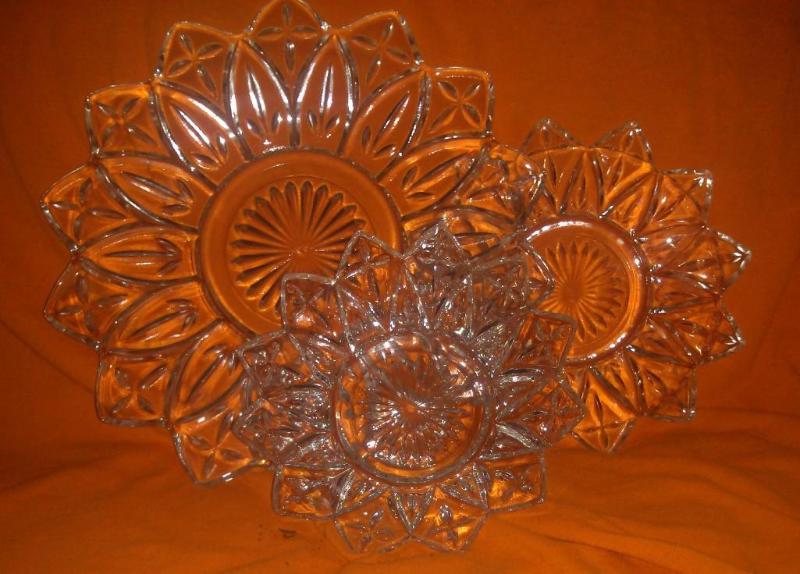 Set of 3 vintage crystal platters...