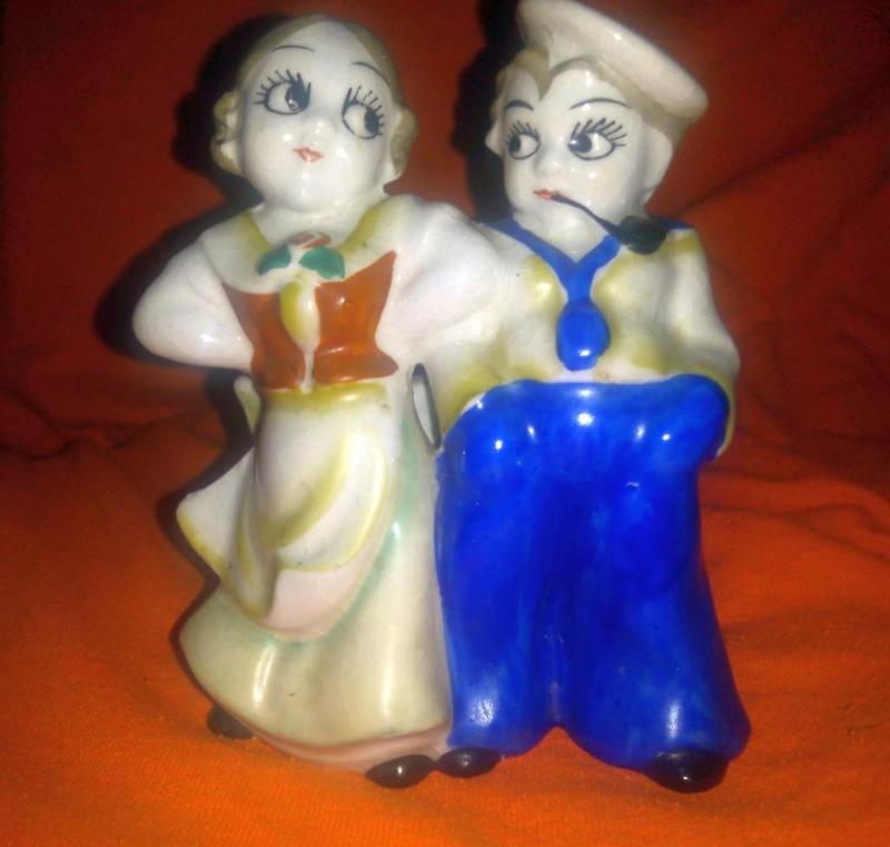 Vintage Sailor and girl planter. 4&...
