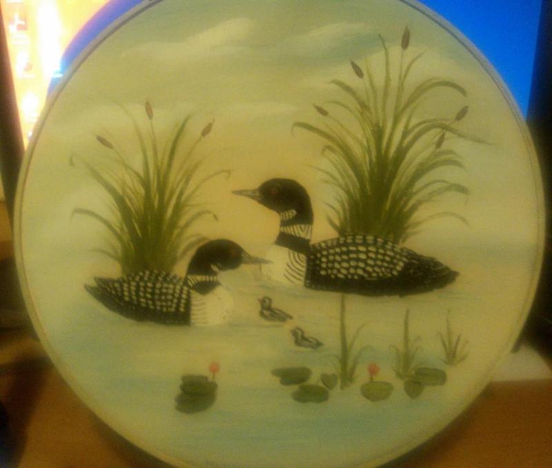 Hand painted loons in 12&quot embr...