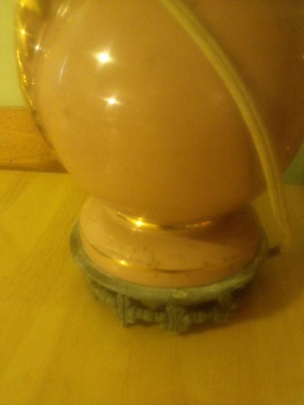 Pair of vintage pink and brass bott...