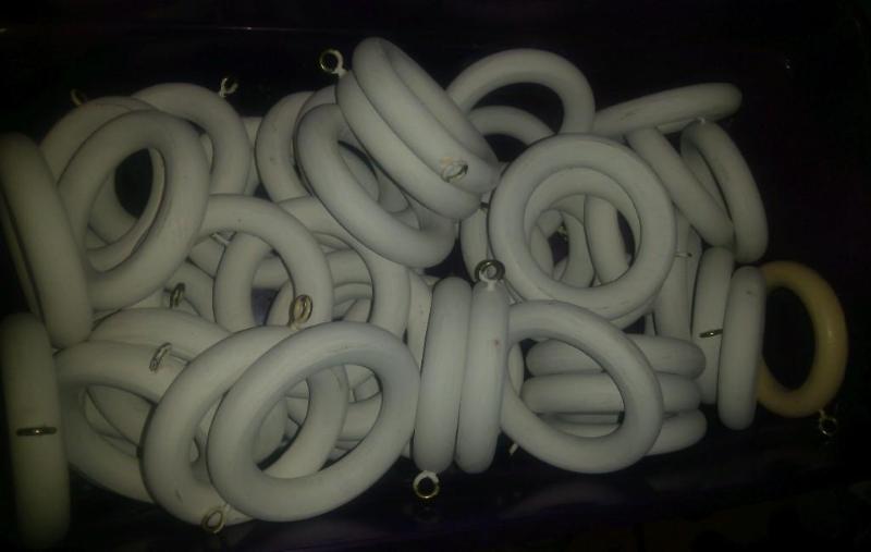 Lot of 48 wooden curtain hooks...