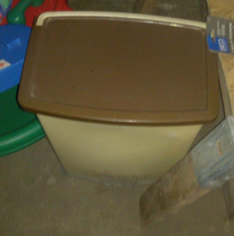 Trash can with step on top...