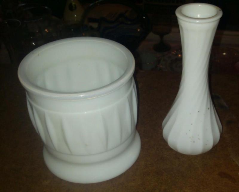 Set of 2 white Milk Glass vases...