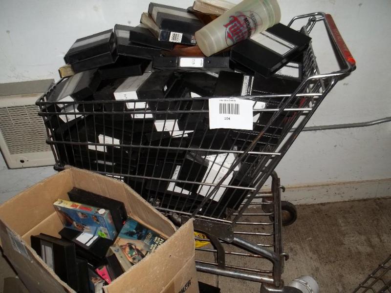 Shopping cart full of VHS cases...